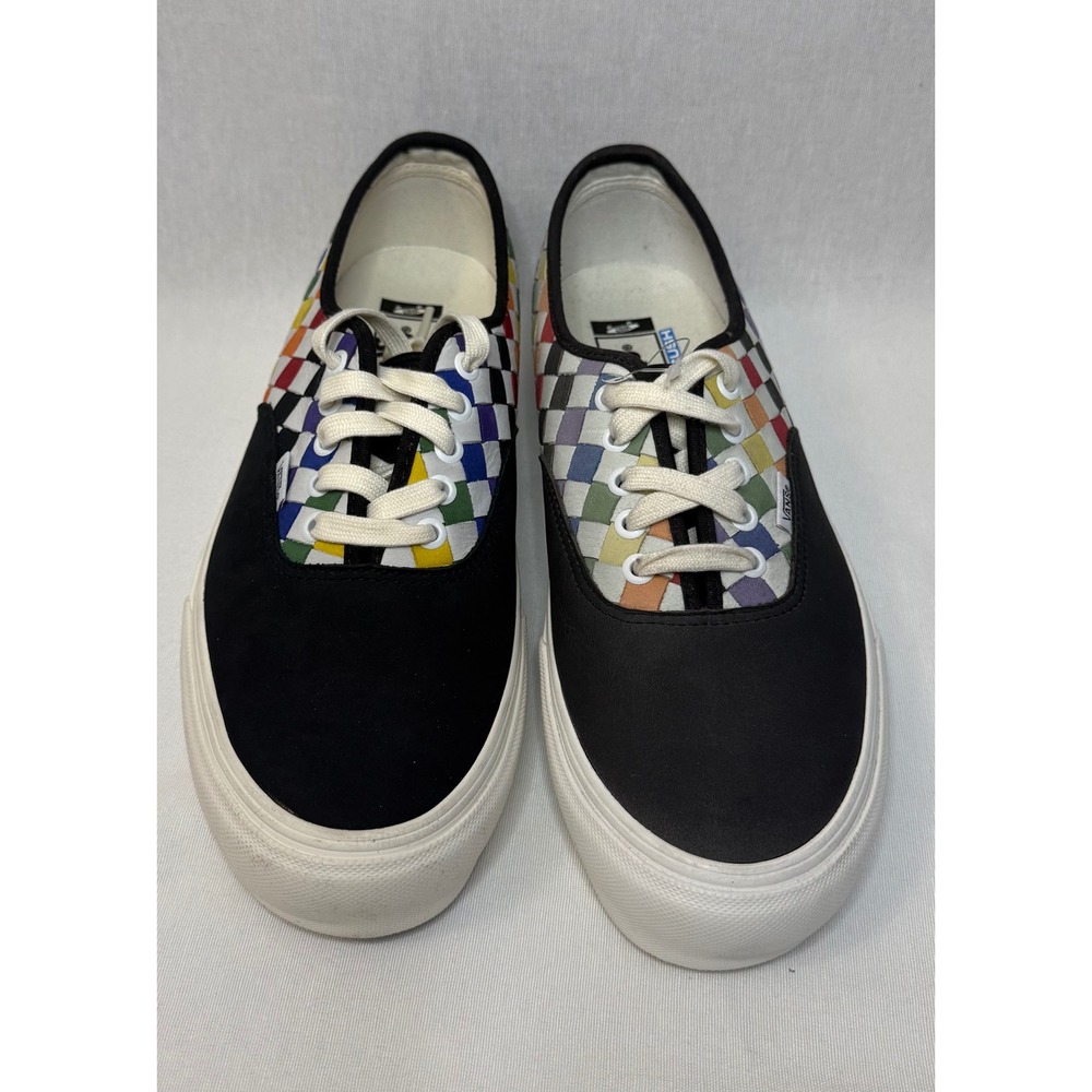 Vans Authentic SF Woven Rainbow Checkerboard Black Sneakers Men 9.5 Women 11